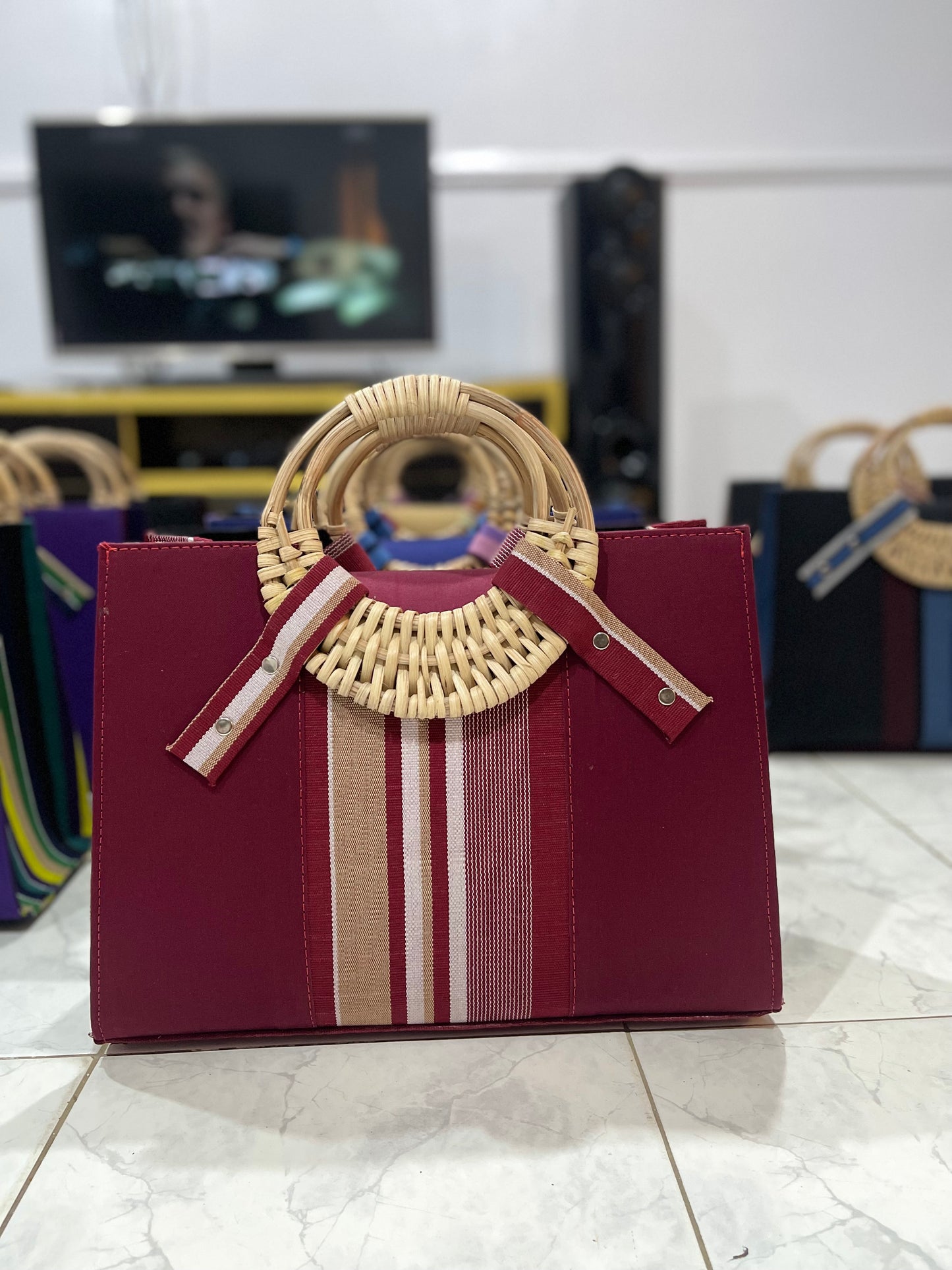 Sinmi Raffia Handle Tote Bag